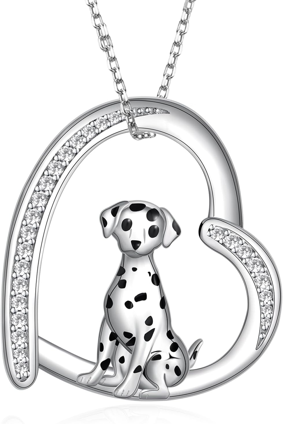 Dalmatian Gifts 925 Sterling Silver Dalmatian Necklace Cute Animal Dog Jewelry Gifts for Women Dog Lover