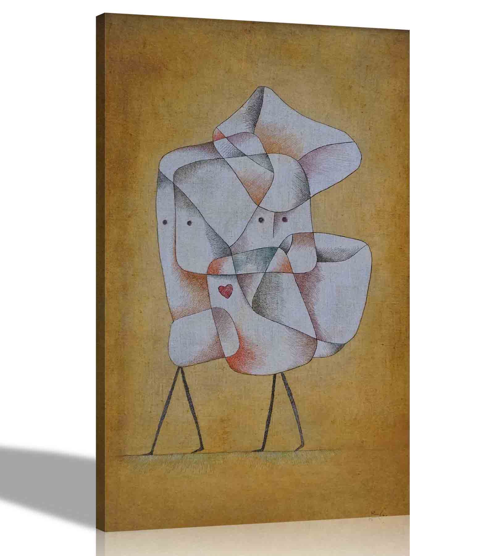 Artley Prints Yellow - The Siblings By Paul Klee Canvas Wall Art L Modern Portrait Prints | Expressionism Artwork For Living Room Bedroom 86 X 61Cm (34 X 24 Inches) A1