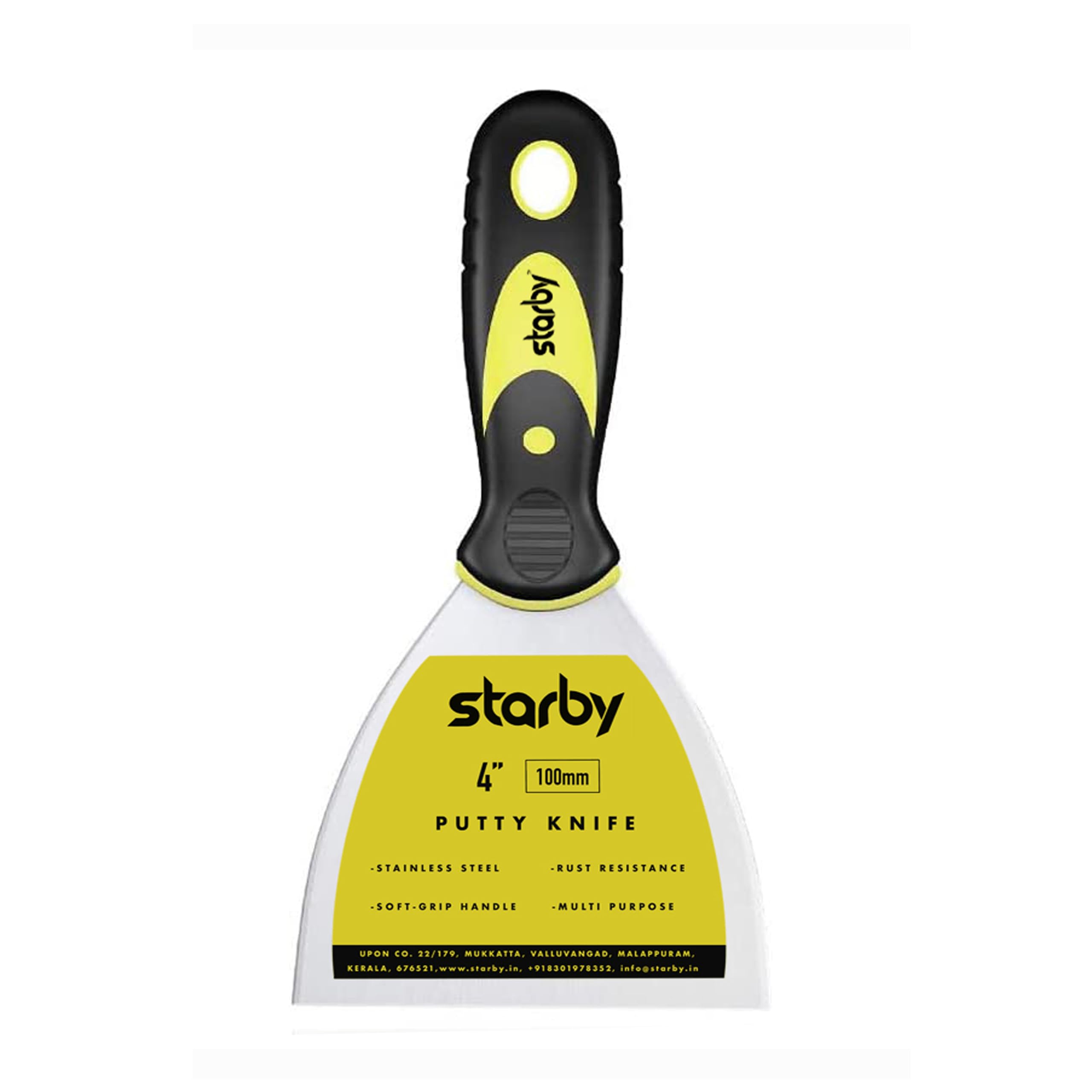 Starby Stainless Steel Putty Knife Set | Pack of 6(6 Pieces of 4") Putty Scraper Tool for Drywall Finishing, Plaster Scraping, Decals, Wallpaper, Mixing, Cutting & Other Uses