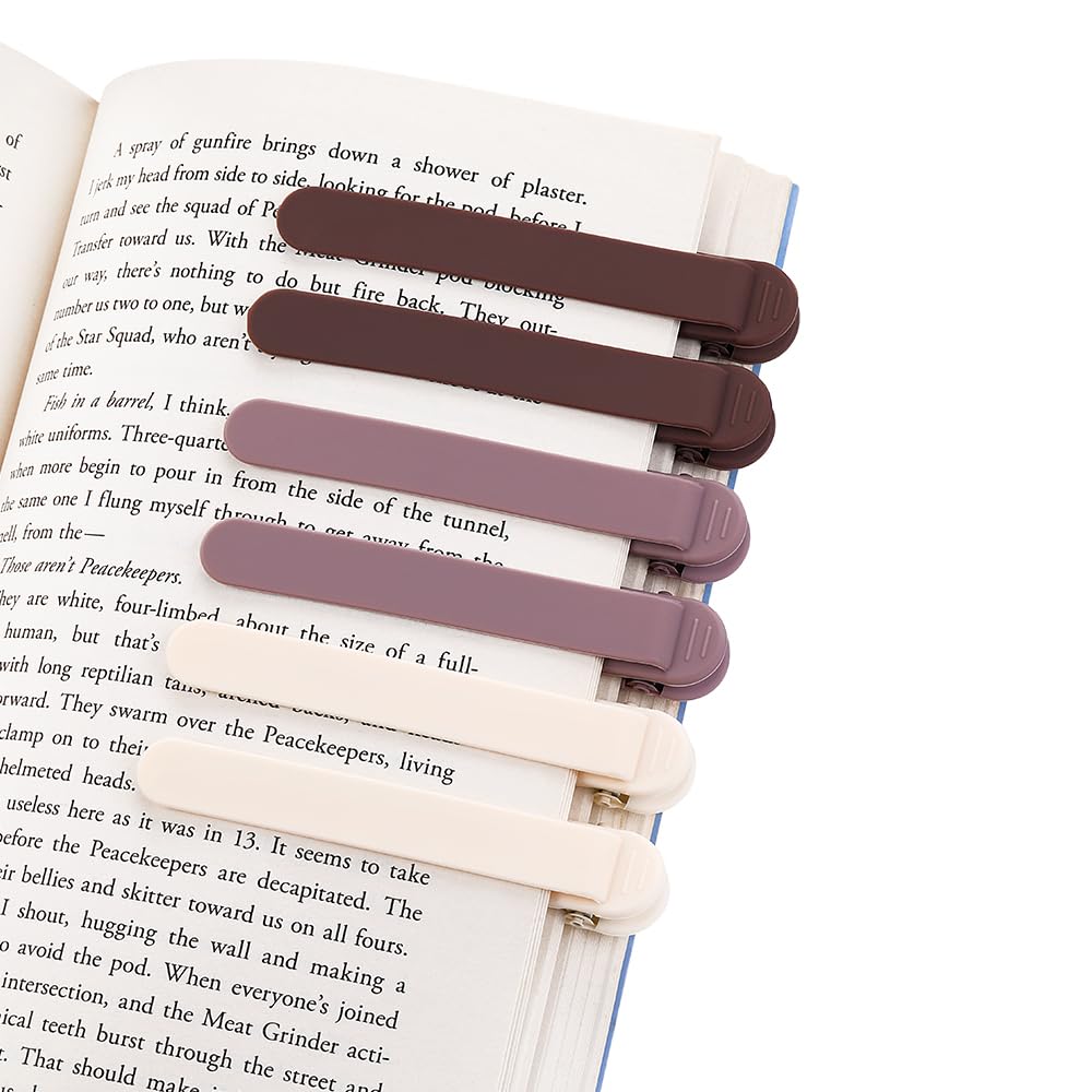 6Pcs Automatic Bookmark, Book Marks for Reading Women Men Kids, Silicone Bookmarks for Women, Unique Book Markers for Reading, Bookmarks Clip Page