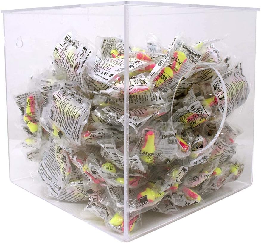 NMC ADB Miscellaneous PPE Dispenser - 10 in. Cube, Clear Acrylic Holder for Bouffant, Booties, Gloves, Earplugs, Caps. Accessory Dispensers