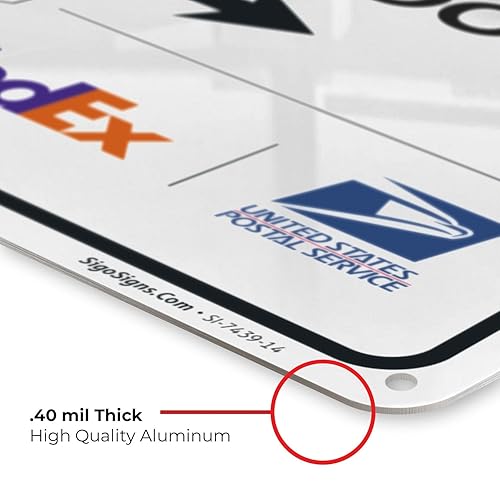 Vista 401 de Cartel de entrega del paquete, letrero de instrucciones de entrega, 10 x 7 pulgadas, aluminio 040 libre de óxido, resistente a la decoloración