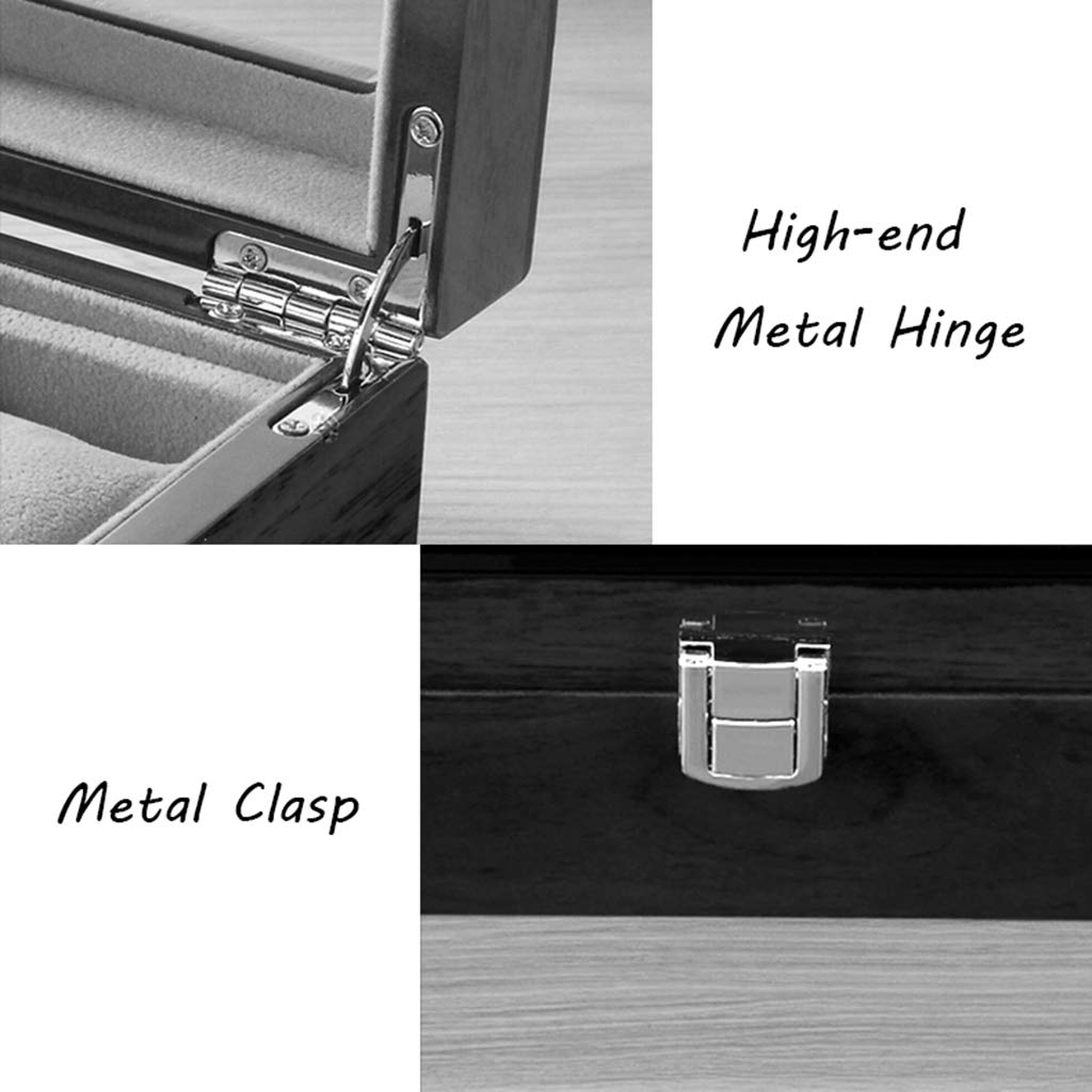 Kissenbezug for Uhrenbox-Organizer – 12 Fächer, luxuriöse Premium-Vitrinen mit gerahmtem Metallverschluss, große Halterboxen for Uhren und Schmuck(Black)
