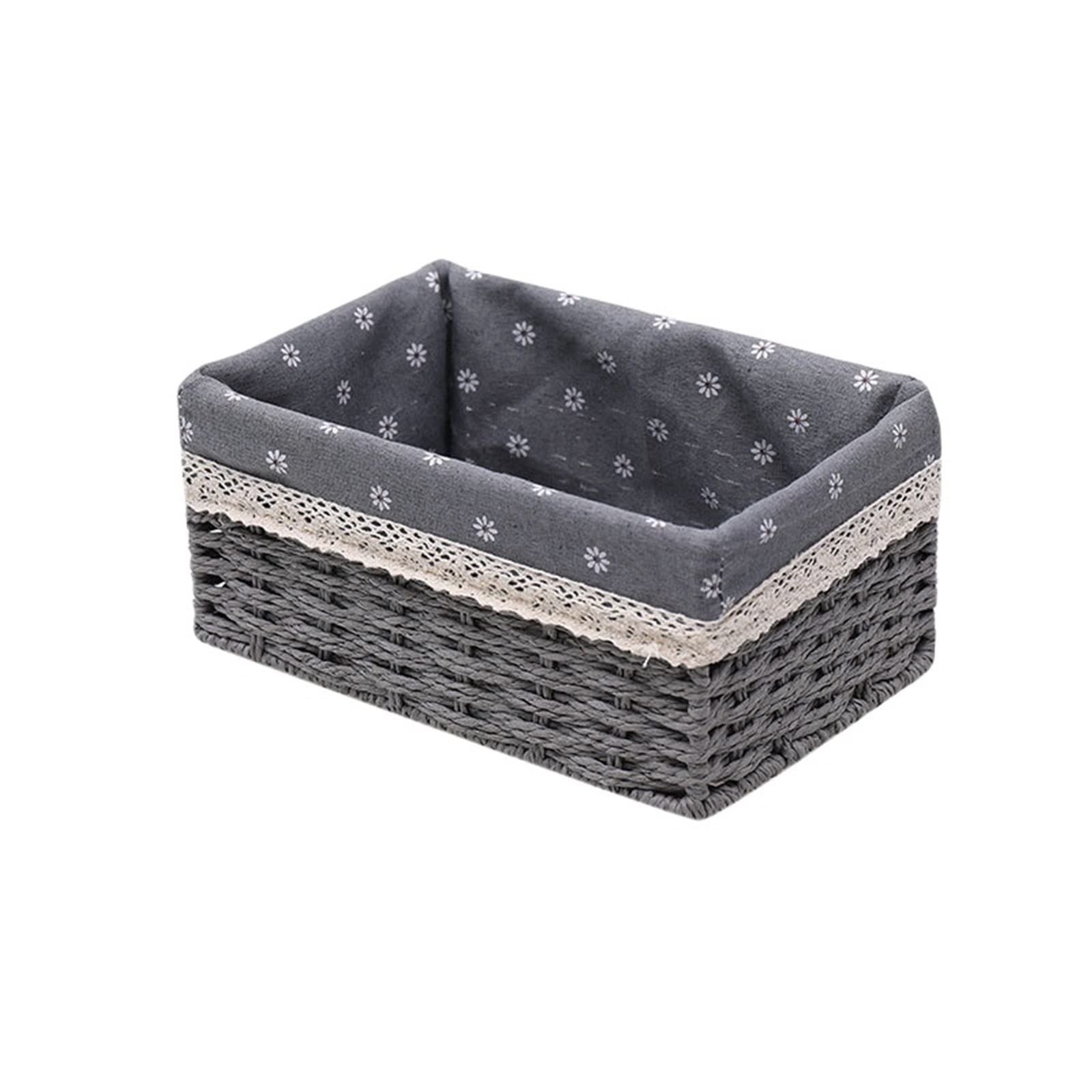 JINGYAN Storage Boxes Cotton Rope Handmade Storage Baskets Household Snacks Fruit Debris Laundry Finishing Willow Basket Christmas(Blue)