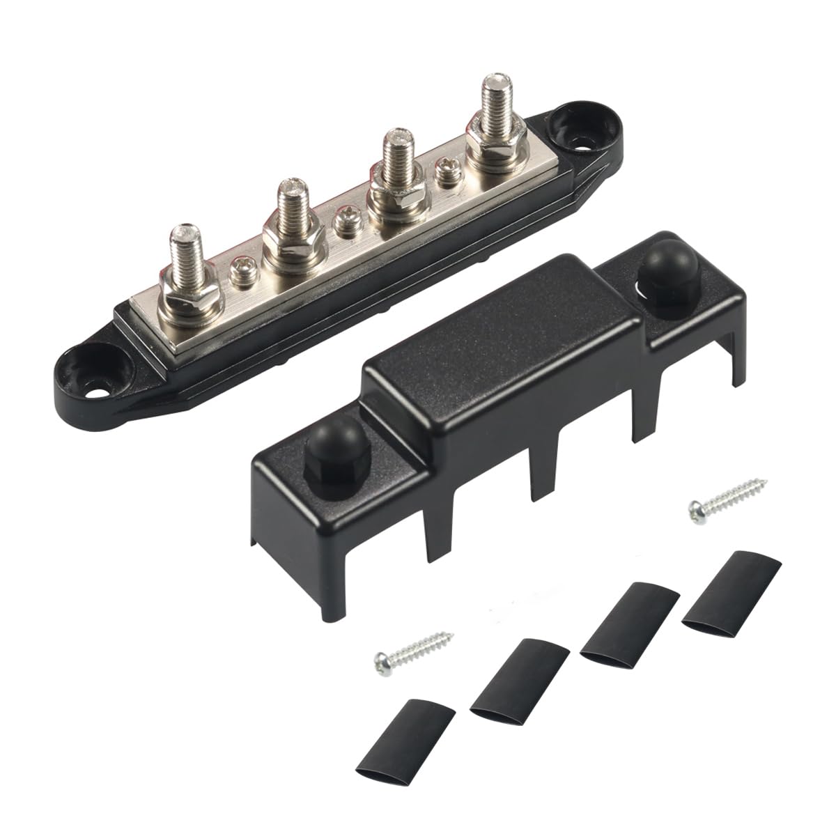 150A Sammelschiene 12V - 48V DC Sammelschiene M8 Messing Verteilerblock für Geländewagen Boot Camper (Rot+Swchwarz)