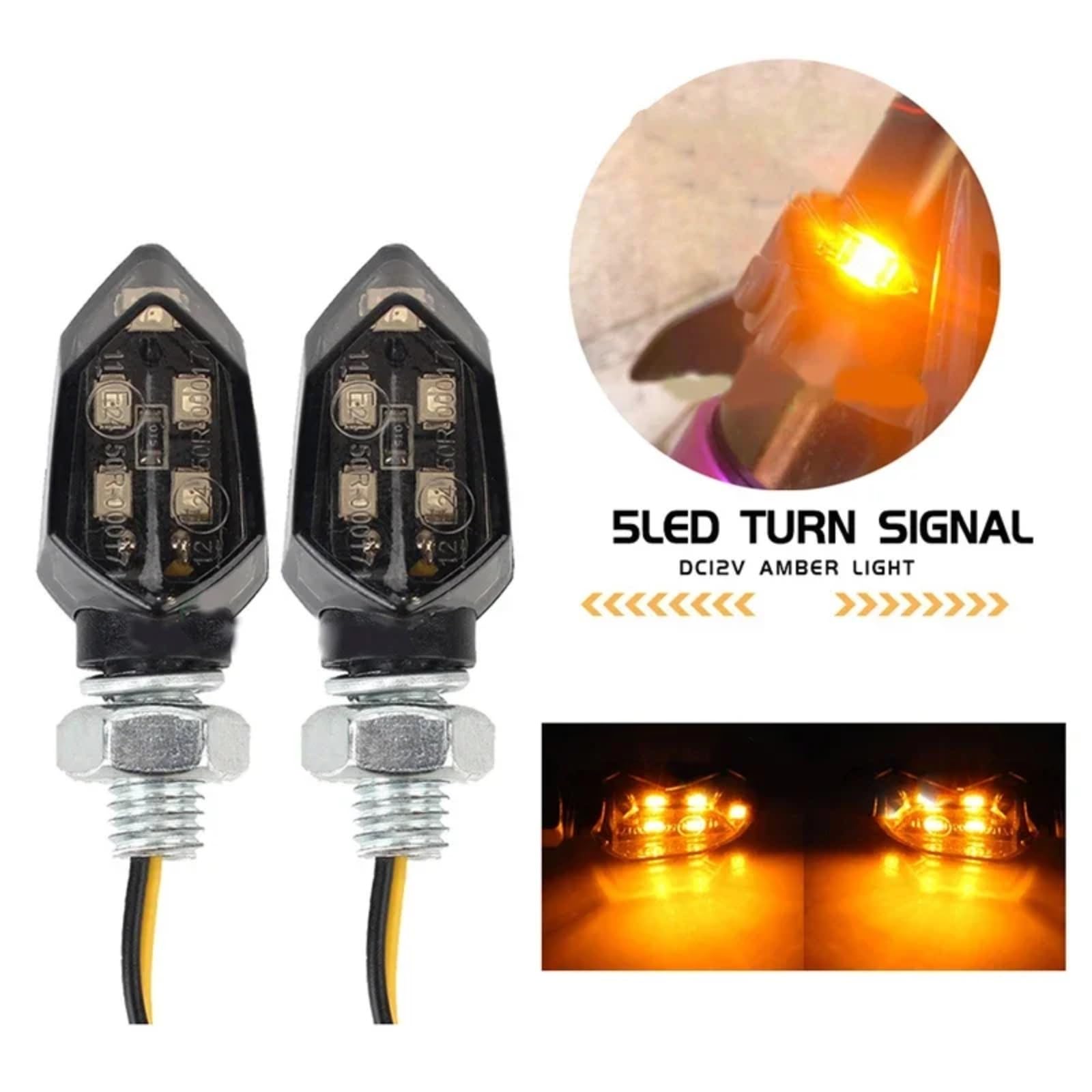 Compatibile Con Suzuki Per GSXR 600 750 1000 Per GSF1250 Per DL1000 Per GSF650 Indicatore Di Direzione Lampeggiante Per Moto Indicatore Luminoso Ambra 8mm 12V(2pcs)