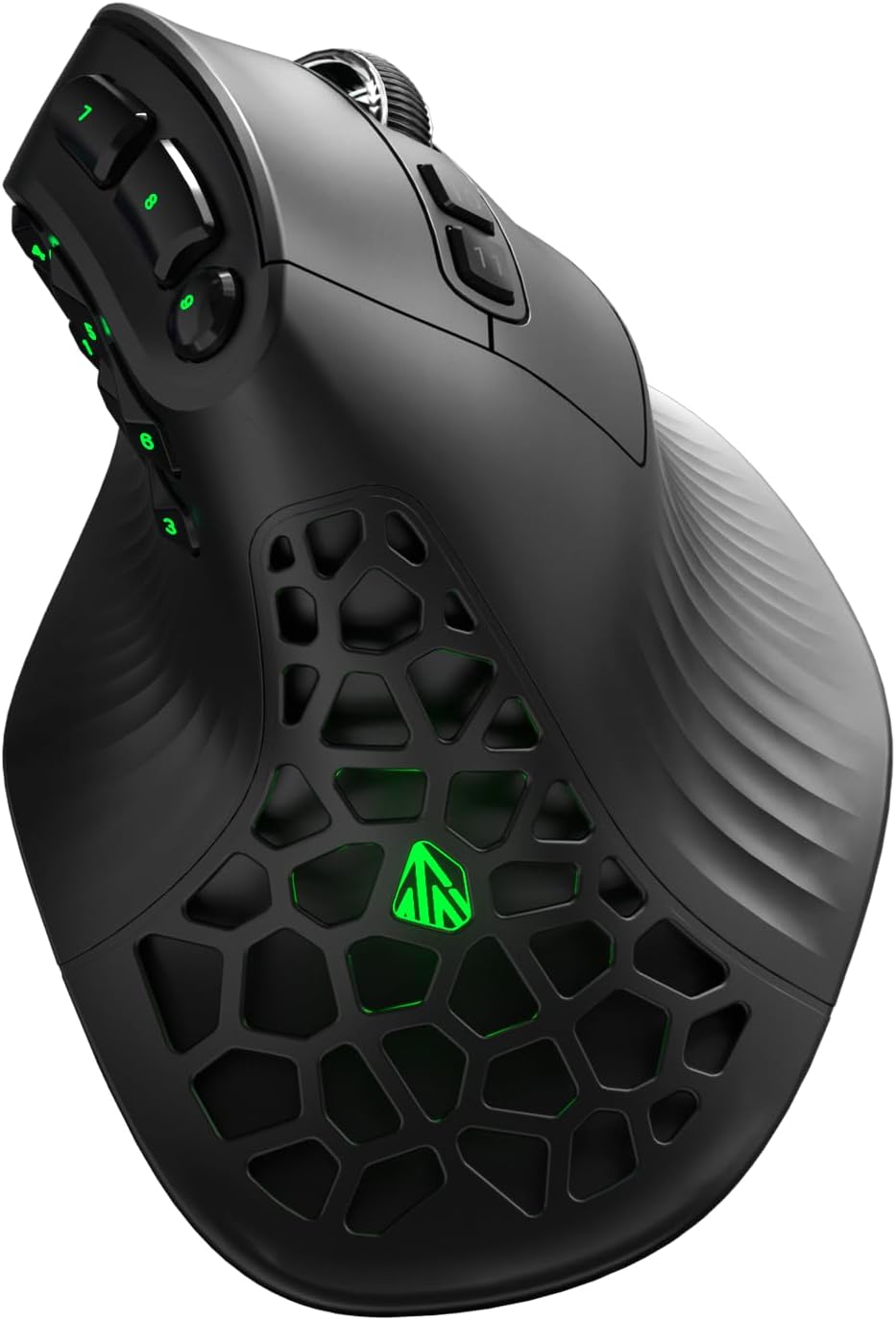 E9 Ergonomic Vertical MMO Mouse with 10 Side Buttons,Black | 24800 DPI,45° Vertical Grip,Tri-Mode 2.4G/BT/USB-C,RGB,Web Driver,Programmable Macros for PC/Mac