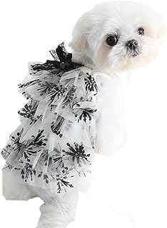 Dog Dress Black and White Melaleuca Skirt Pet Tutu Dress Cat Cute Princess Dress Summer Skirt M