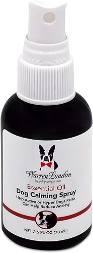 Warren London Spray calmante de aromaterapia para perros, mezcla de aceites esenciales de 2.5 onzas (lavanda, vetiver, salvia clara y naranja dulce)