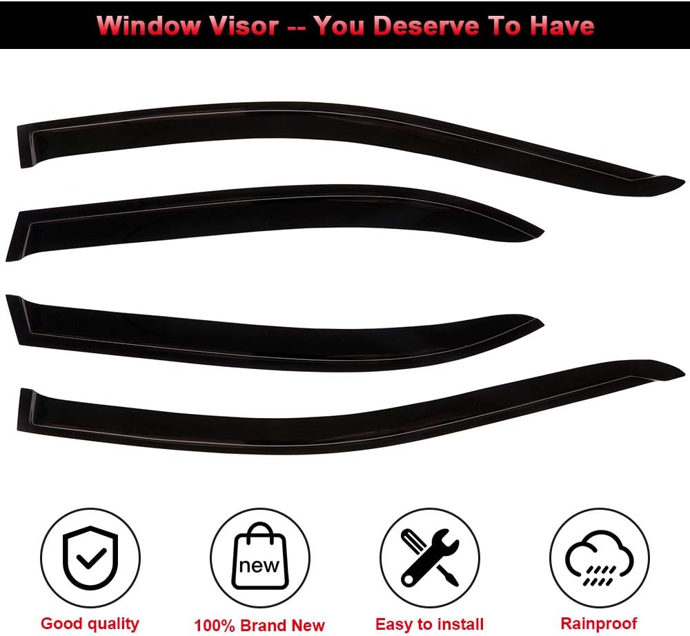 CCIYU Side Window Deflector Sun Rain Guard 4Pcs Set Replacement for 2003-2008 for Toyota Corolla