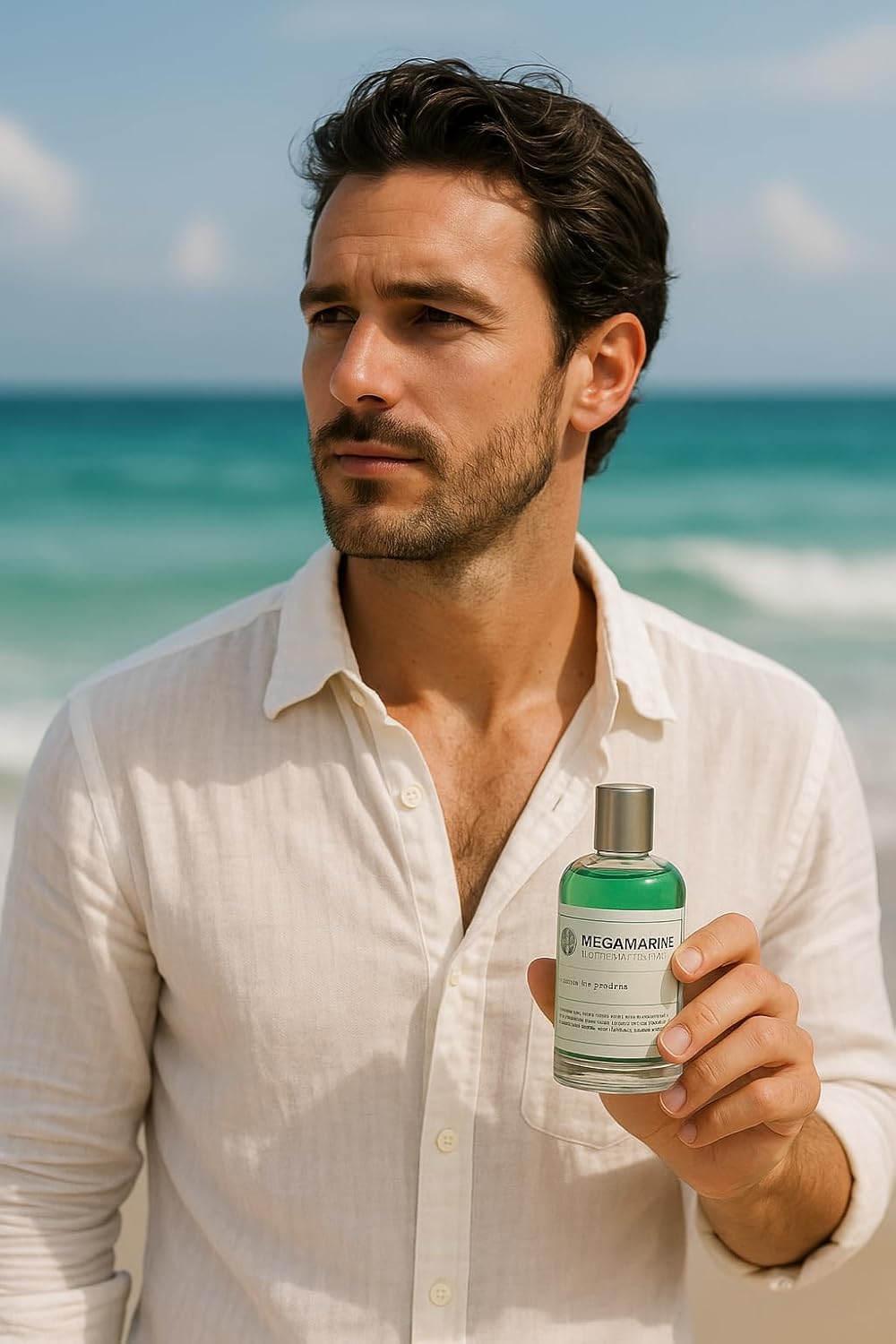 Megamarine Eau de Parfum, Natural Spray, 3.4 fl oz, Marine Fresh Fragrance with Cedar and Musk