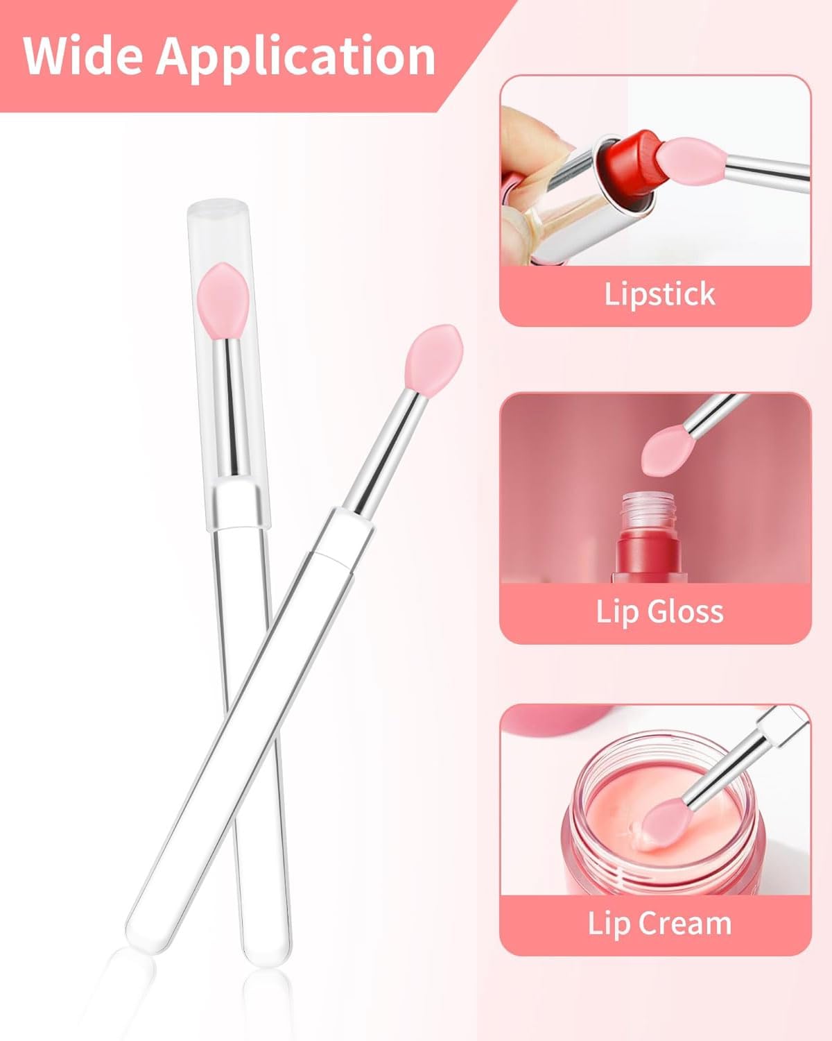 8 brochas aplicadoras de lápiz labial de silicona con tapas para brochas de maquillaje, aplicador de bálsamo labial, kits de herramientas de belleza para pintalabios,bálsamo labial