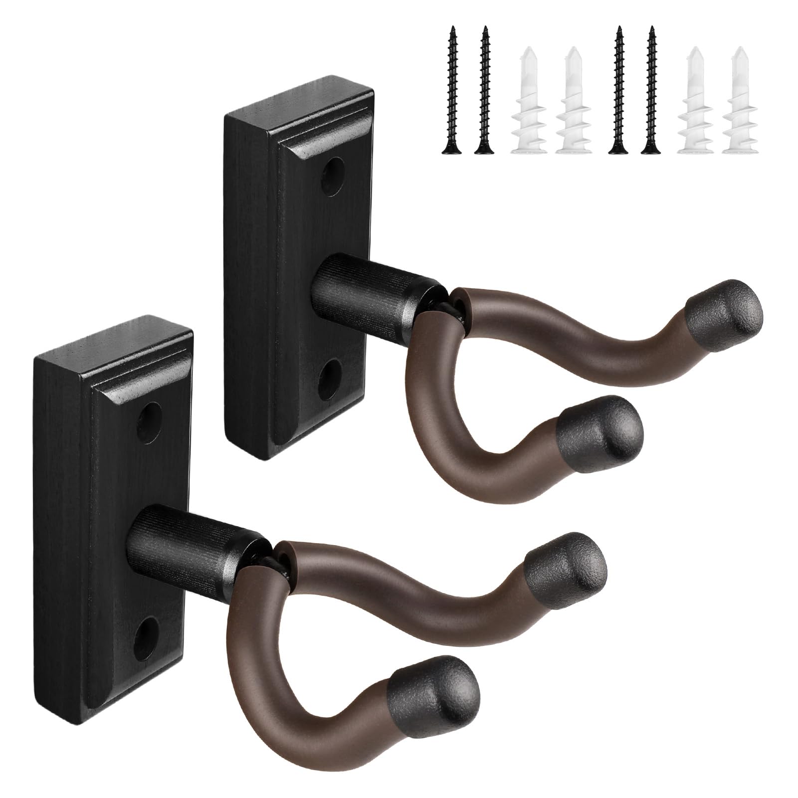Dida Blackwood, 2 Pack Guitar Wall Mount, Premium Solid Wood Guitar Hanger, Guitar Accessories, U-Shape Hardwood Guitar Holder Hook (Blackwood, 2 Pack)