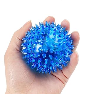 GOWENIC Light Up Spiky Dog Balls, LED Flashing Sensory Spike Blinking Pet Toys, Color Light Ball Bounce Activated for Dogs, Flash Ball Entertained Toy for Cats Dogs Chewing Chasing (c)