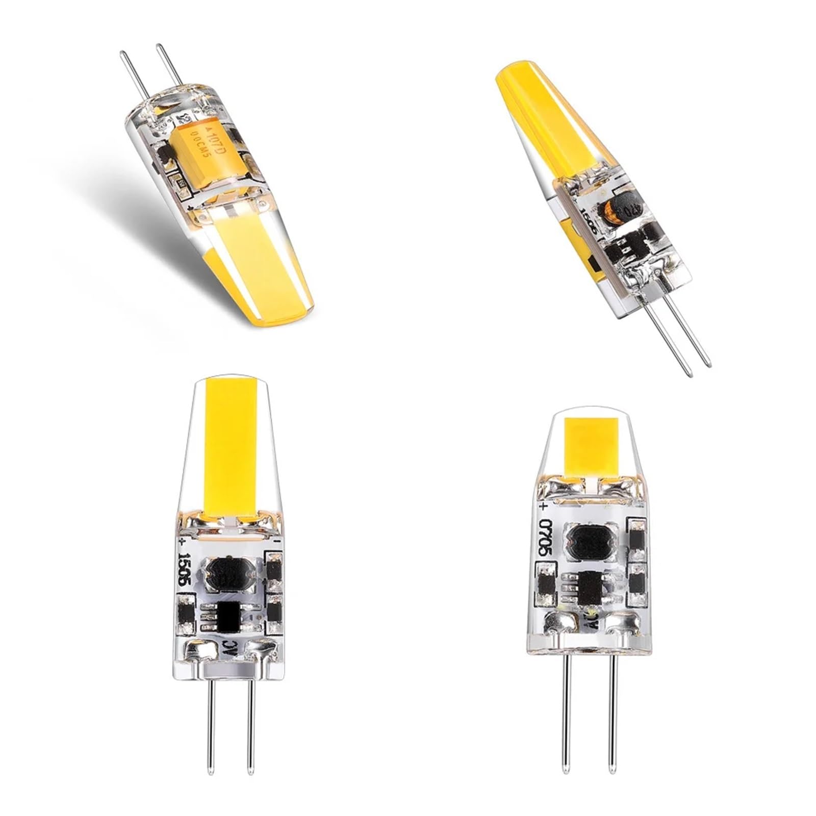 eufeifeiegds 10 szt. Żarówki LED G4 12V 1,5W 2W 2, oświetlenie 0705 1505 1508 Super jasne lampy domowe kryształowy żyrandol(Cold White,2.5W)