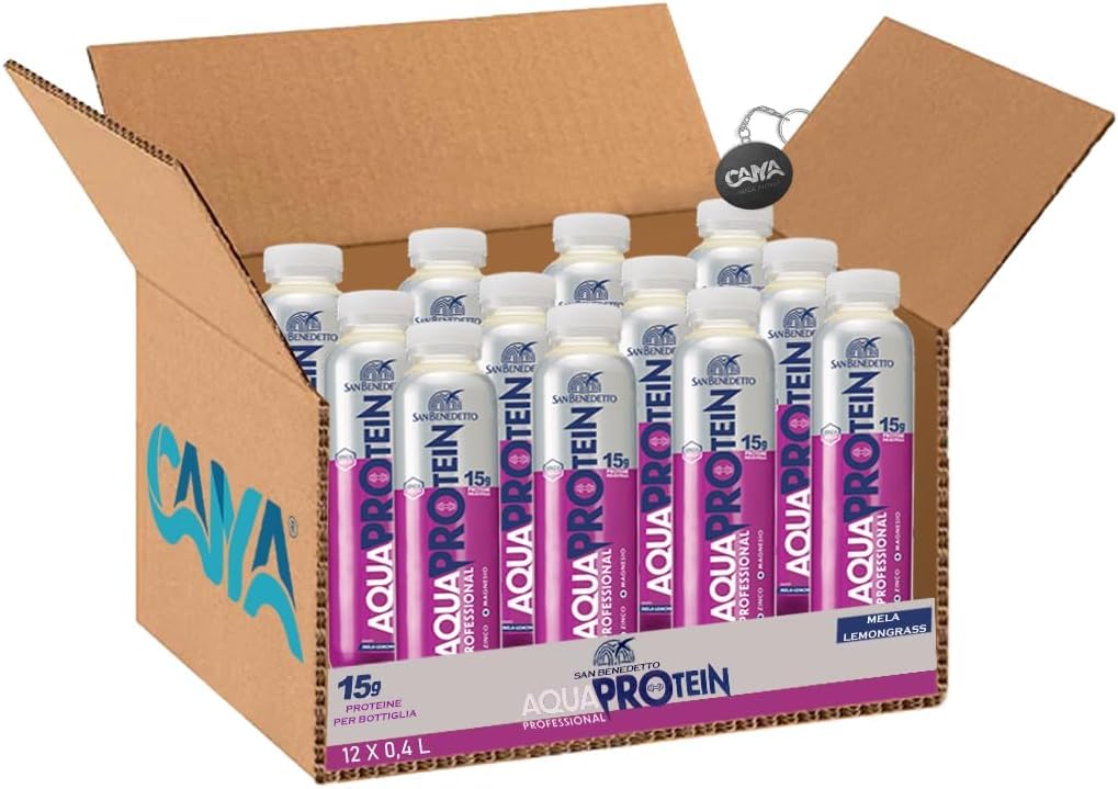 San Benedetto Aquaprotein Bevanda Proteica al Gusto di Mela e Lemongrass 400ml - 12 Bottiglie - Novità 2024