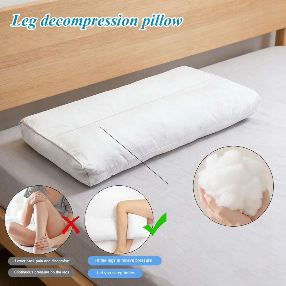 Almohada ortopédica de algodón de 12 cm para dormir de lado, almohada ortopédica de piernas de espuma viscoelástica para aliviar el dolor de cadera, rodilla y espalda