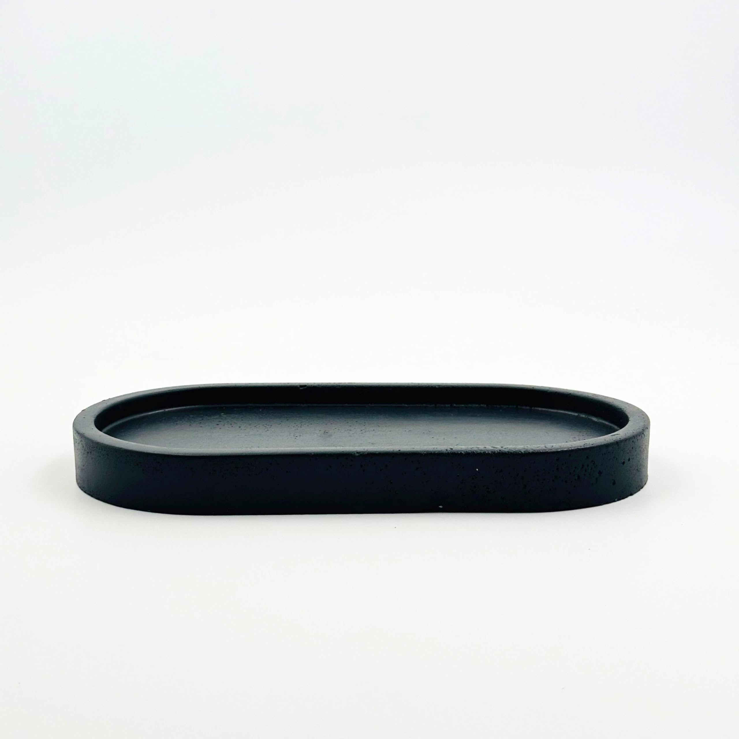 Oval trinket tray for Jewellery, Bathroom Organizer Tray, Makeup and Table Organizer (19×10×2cm) (White with Golden spot) (Black)-image-20