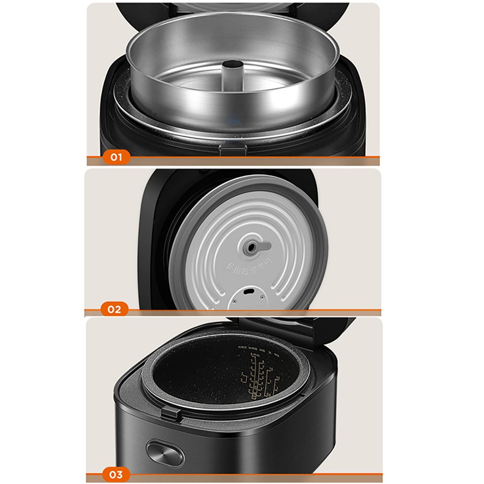 Cuociriso a Basso Contenuto di Zucchero (4L) Multifunzione per Uso Domestico Zuppa di Riso Separata Addensare Rivestimento Antiaderente per 2-6 Persone 220-240V