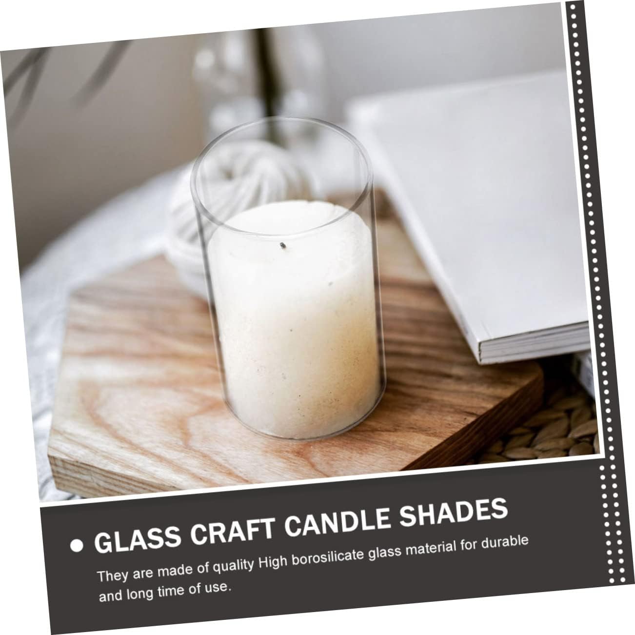 VALICLUD Windproof Candle Shade Cylindrical Glass Holder for Tealights Desktop Decor and Romantic Atmosphere Open Ended Design