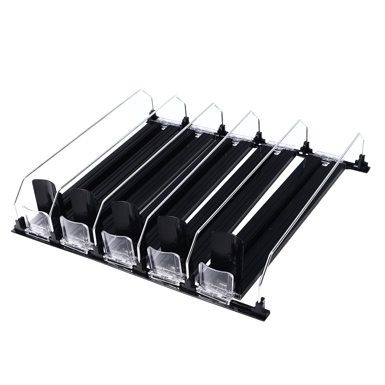 Dilwe Organizador de Bebidas para Nevera, Dispensador de Latas de Refresco con Resorte ABS Ajustable para Latas de 12 a 20 Onzas con Riel Deslizante, Estante para Bebidas que Ahorra Espacio para