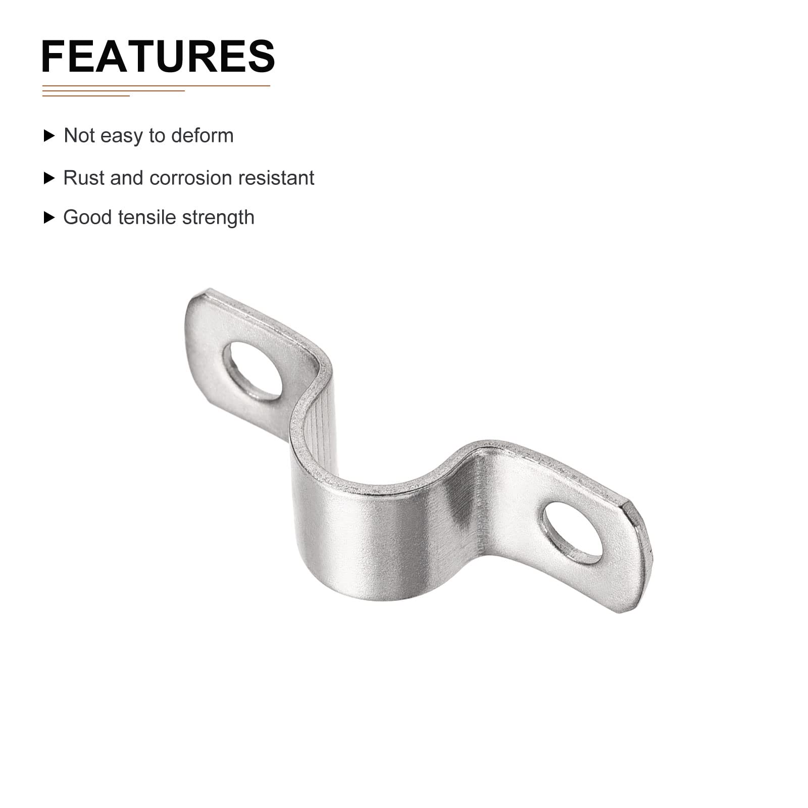 DTGN 19mm(W) Two Hole Strap, 4Pack, Good for Industrial 16mm Dia Pipe Fixing, 304 Stainless Steel Rigid Pipe Strap Clamp - Image 3