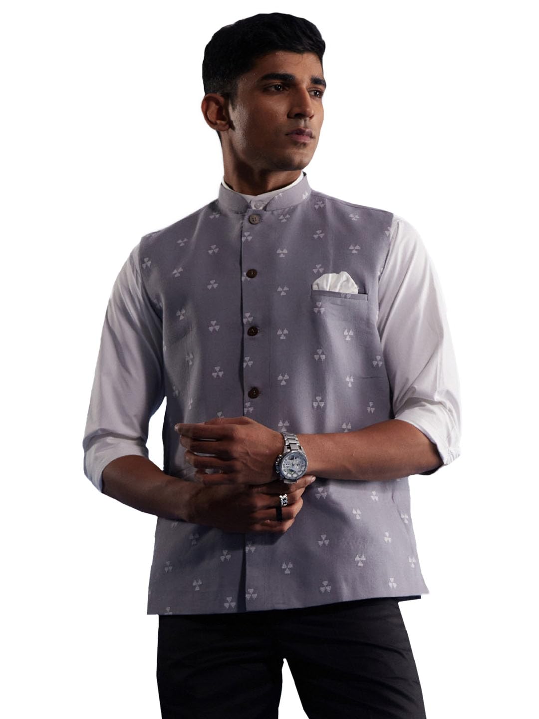 shvaas by vastramay Men's Gray - Nehru Jacket-picture-31