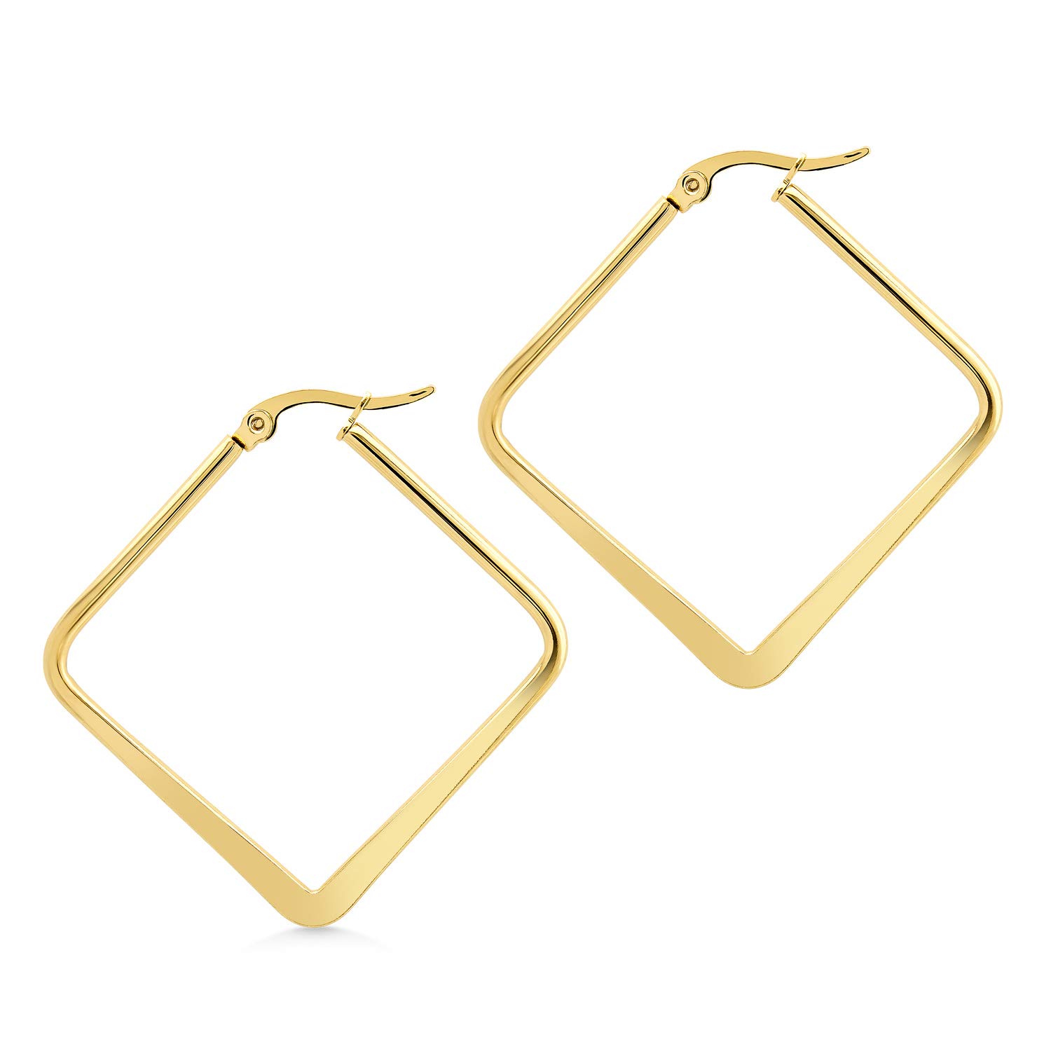 Geometric Square Hoop Gold Statement Earrings for Women