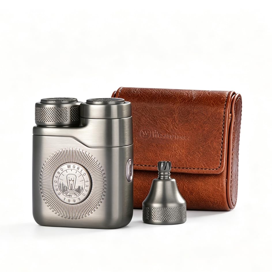 Westinghouse 2-in-1 Men's Portable Rotary Electric Shaver, Silver
