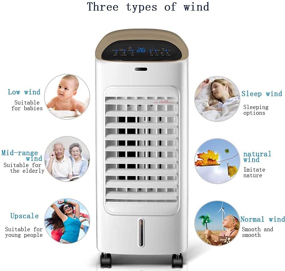 Air Cooler for Home Office Evaporative Coolers Air Conditioner Fan Air Cooler Home Cooling Fan Single Cooling Small Air Conditioner Remote Control Timing Refrigerator Mobile Electric Fan