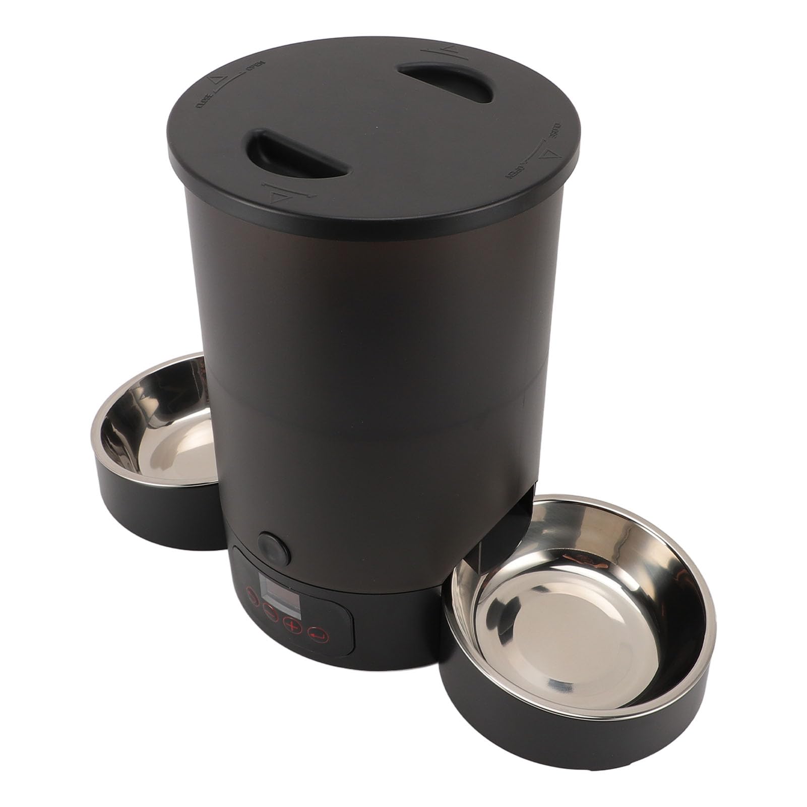 Generic Comedero Automático para Perros, Dispensador Automático de Comida para Gatos de Doble Alimentación para Mascotas, Perros y Gatos (Cuenco Doble Negro)