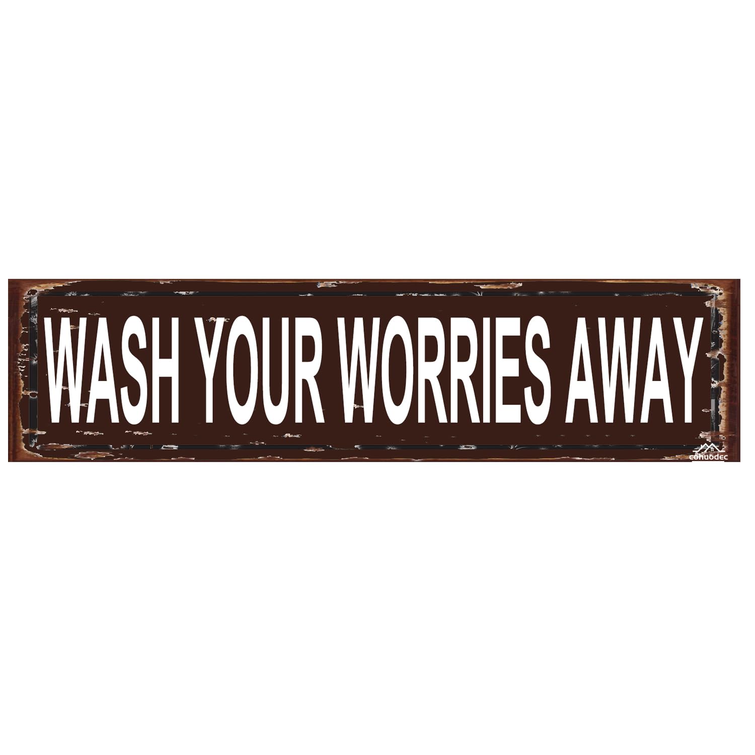 peiyeety Wash Your Worries Away Rustic Metal Sign 16×4 Inch - Farmhouse Bathroom & Laundry Decor