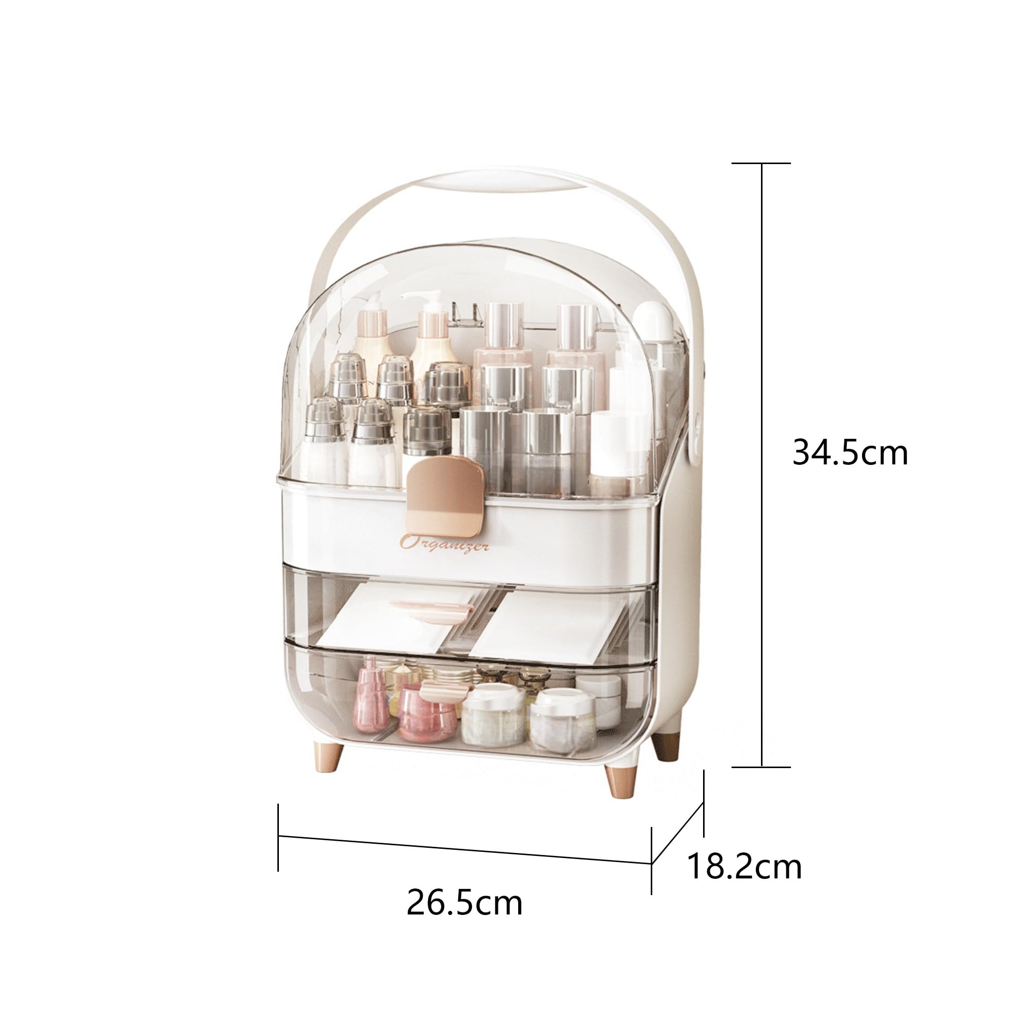 Porta Trucchi Organizer Trucco Elegante Skincare Organizer Bagno con Cassetti Makeup Contenitore Organizzatori Cosmetici con Maniglie per Pennelli Cura Della Pelle Articolo Prodotti Bellezza