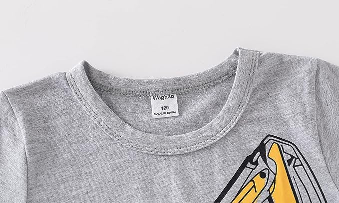 Miniatura 3 de M RACLE Camiseta de manga corta para niños pequeños (excavadora, 5T), Gris
