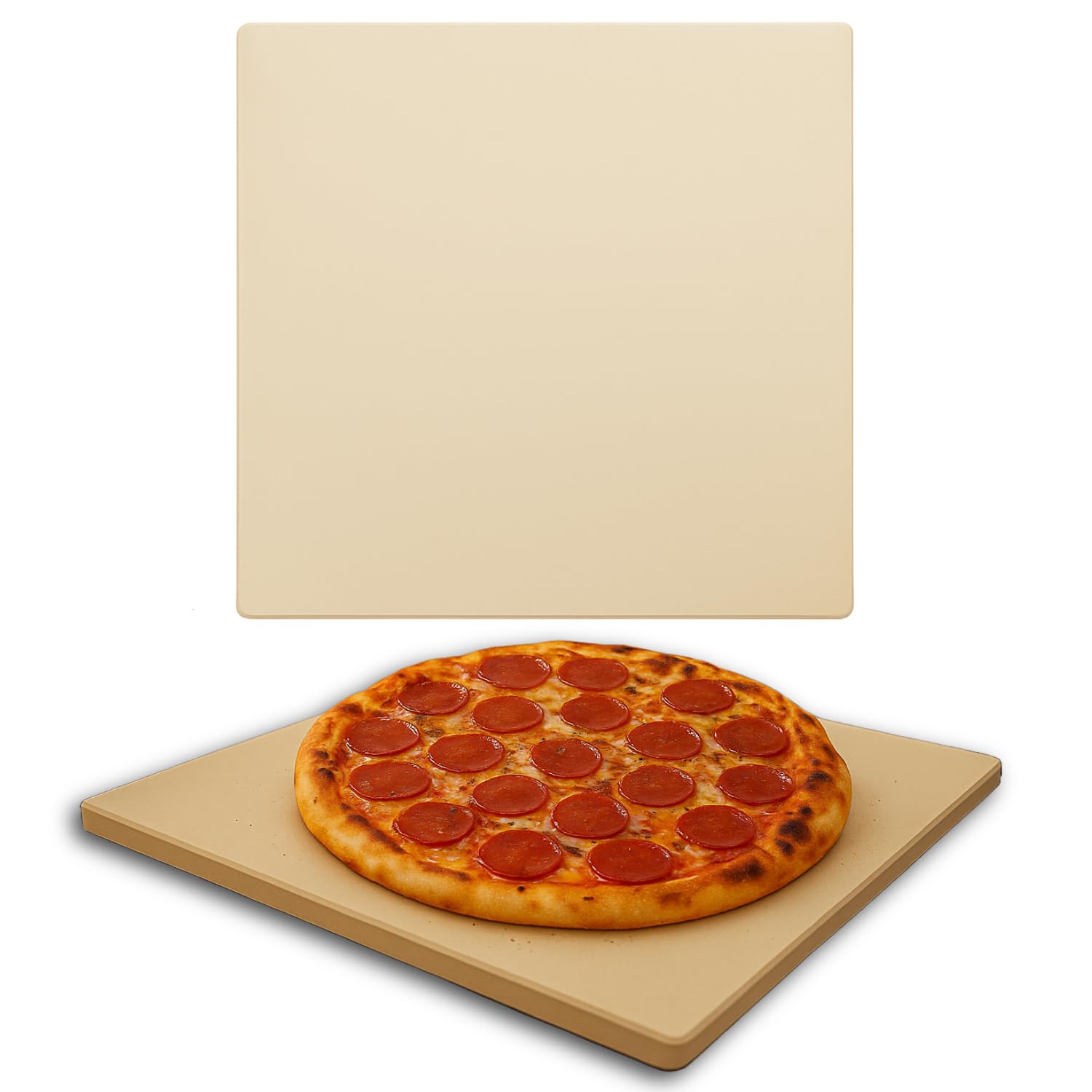 Piedra para pizza de 33 x 33 cm para horno y barbacoa, piedra cuadrada de cordierita con 1,5 cm de grosor, temperatura máxima de 800 °C, ideal para pizza crujiente, pan, galletas y más, para