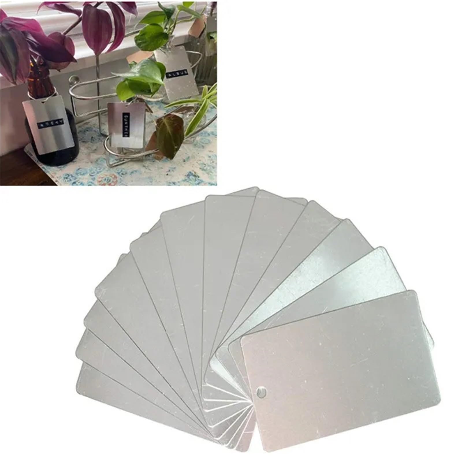 Pflanzenschilder Aluminium-Pflanzenetiketten, Metallmarkierungen mit einem Loch, 100 Stück, 3,15 x 1,8 Zoll, Gartenetiketten for den Kindergarten im Garten