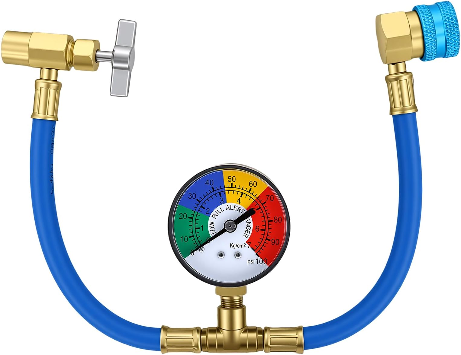 Ketofa R1234YF Charging Hose with Gauge Kits, R-1234YF Adapter 1/2 LH Can Opener Tap, A/C Service Hose Refrigerant Cans Taper Sets