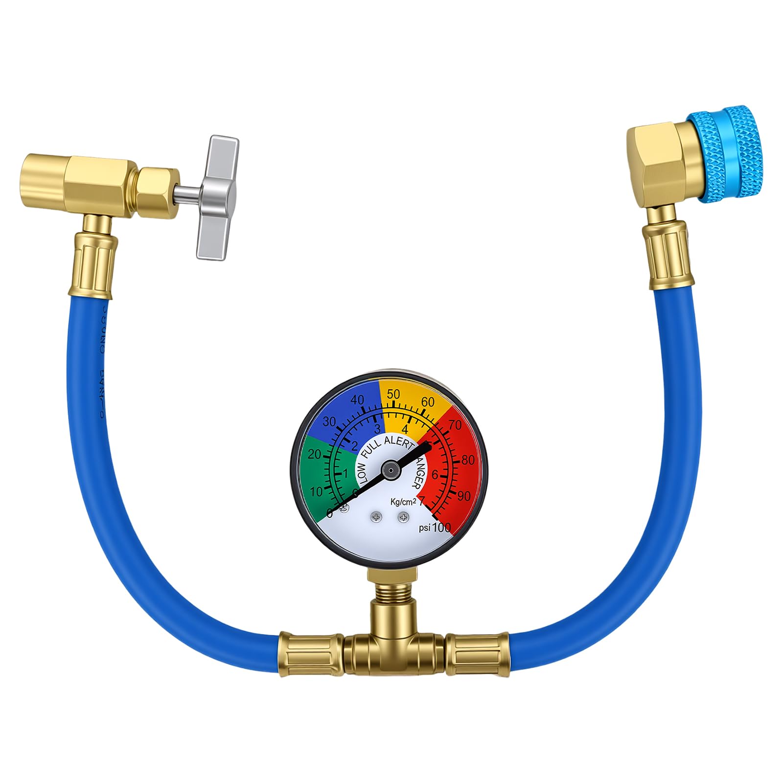 R1234YF Charging Hose with Gauge Kits, R-1234YF Adapter 1/2 LH Can Opener Tap, A/C Service Hose Refrigerant Cans Taper Sets