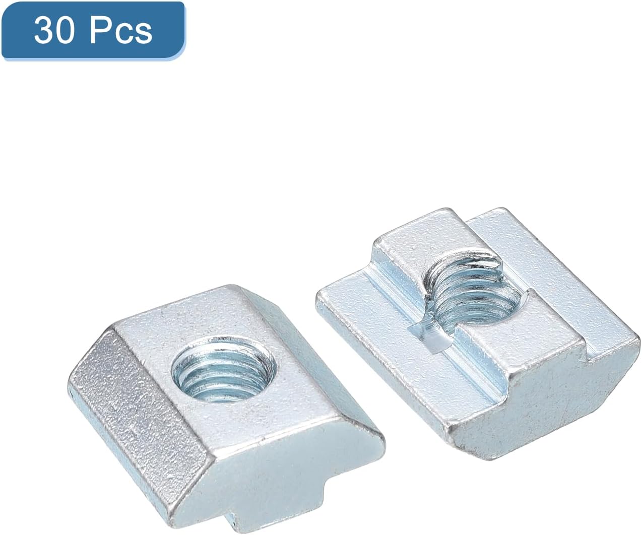 uxcell T Nuts, 30pcs - Nickel Plated Carbon Steel T Slot Bolts, 4040 Series M8 Hammer Head Fastener, Sliding T Nuts for Aluminum Extrusion Profile (Silver)