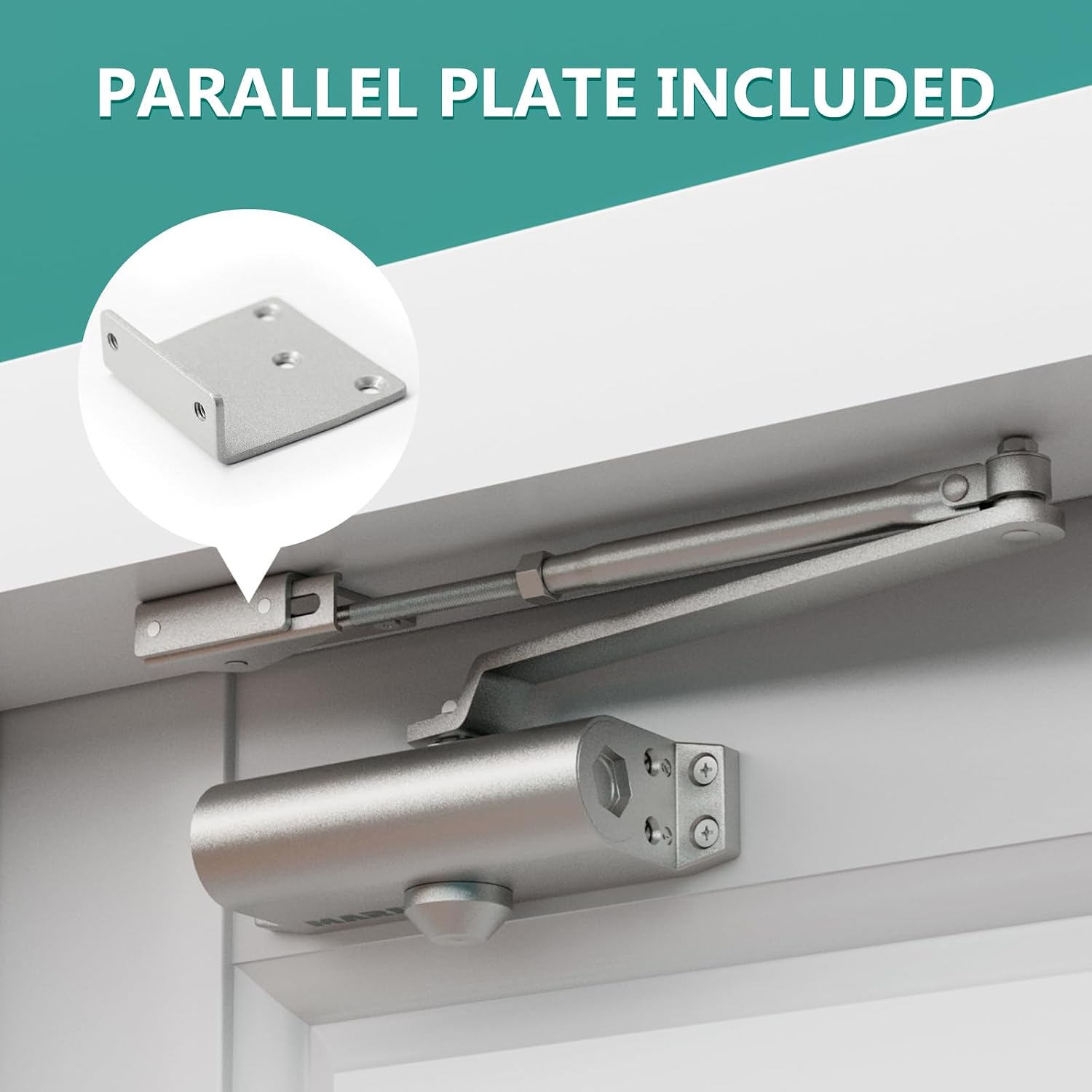 Marie Door Closer for Residential and Commercial Doors,Size 3 Adjustable Automatic Door Closer for Home Use (Sliver)