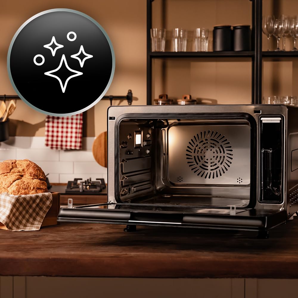 Cecotec Four Électrique de Table à Vapeur 40L Bake&Steam 4000 Combi Gyro Advance, 2400W, Vapeur, Convection et Friteuse à Air, 8 Fonctions, Rôtissoire et Réservoir de 1,4L