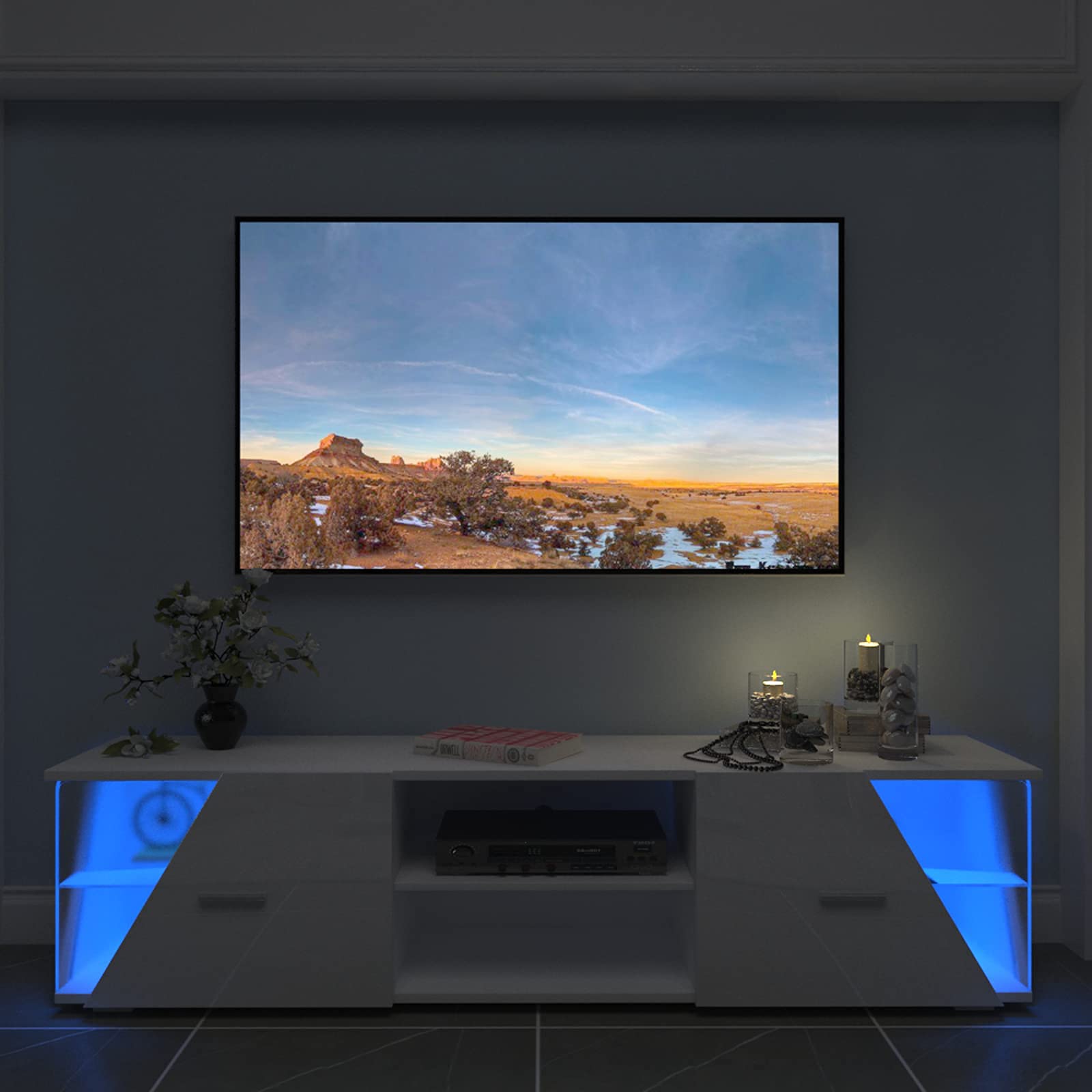 Dripex Mobile TV Mobile Porta Televisore con Illuminazione a LED 150cm