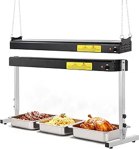 36-Inch Food Heat Lamp, 1000W Commercial Food Warmer Lamp Electric Strip Heater Overhead Stainless Steel Heat Lamps for Buffet Restaurant Parties Catering, Black 115V