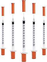 Vista 10 de U-100 - Jeringa de 0.5cc 1.06 oz 5/16" (8mm) con aguja, envuelta individualmente, paquete de 20