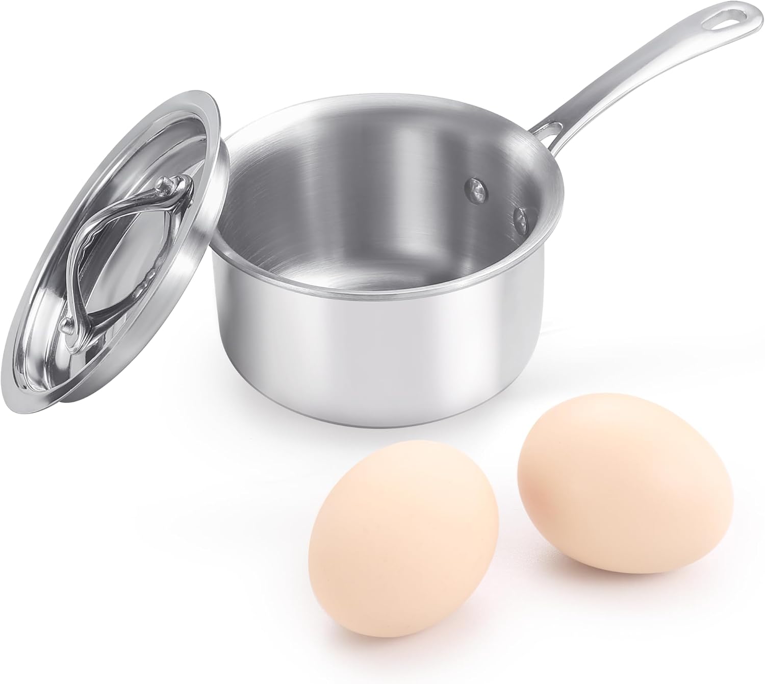 Mini sartén con tapa, olla de acero inoxidable de tres capas con mango que se mantiene fresco y compatibilidad con todas las placas de cocina (gas,