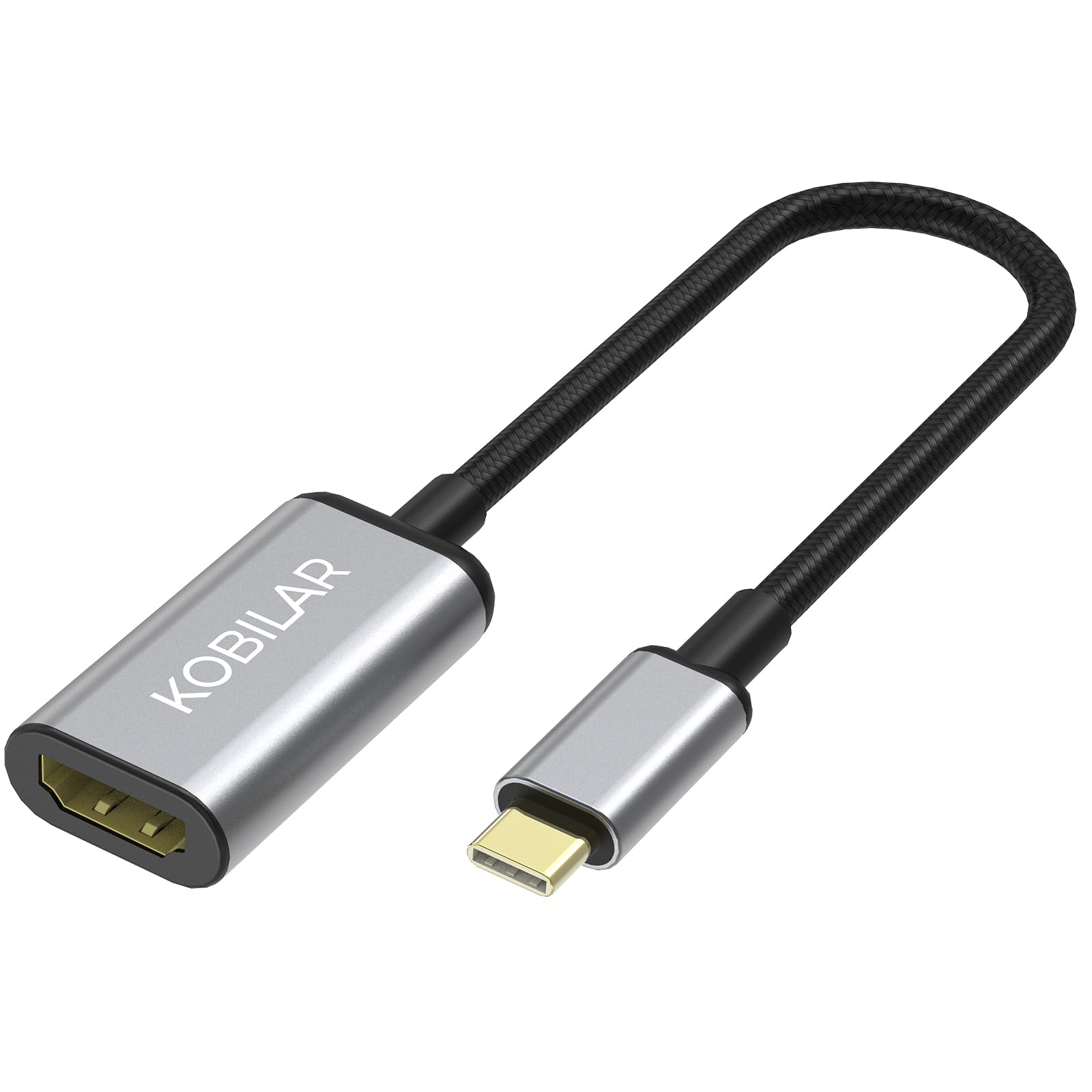Kobilar USB C to HDMI Adapter - High Resolution Type C to HDMI Aluminum Shell with 30-Micron Gold Plug for Apple iPad MacBook Pro/Air,Thunderbolt 4/3，