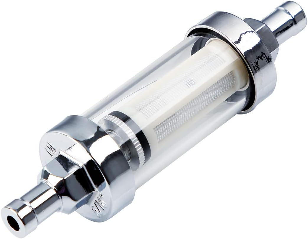 CarBole Universal Oil Fuel Filter,Inline Fuel Filter,Fuel Pump Filter,Clear View Glass Washable Reusable Carburetor Gasoline Filter Inlet/Outlet 5/16"(OE Number: FFC1002)