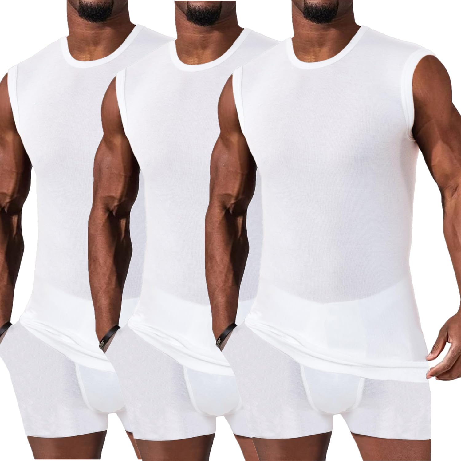 HOTCAT Camiseta de tirantes para hombre, paquete de 3 unidades, de algodón elástico, para fitness, deportiva, gimnasio, entrenamiento, sin mangas
