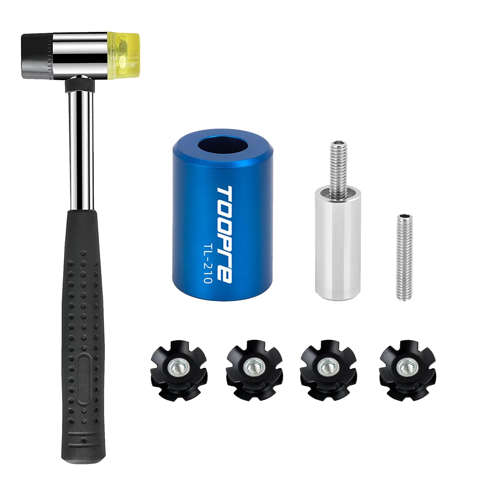 Mimoke Bike Bicycle Fork Star Nut Setting Installer Install Tool with 4 Free Star Nuts include Rubber hammer (With Rubber hammer)