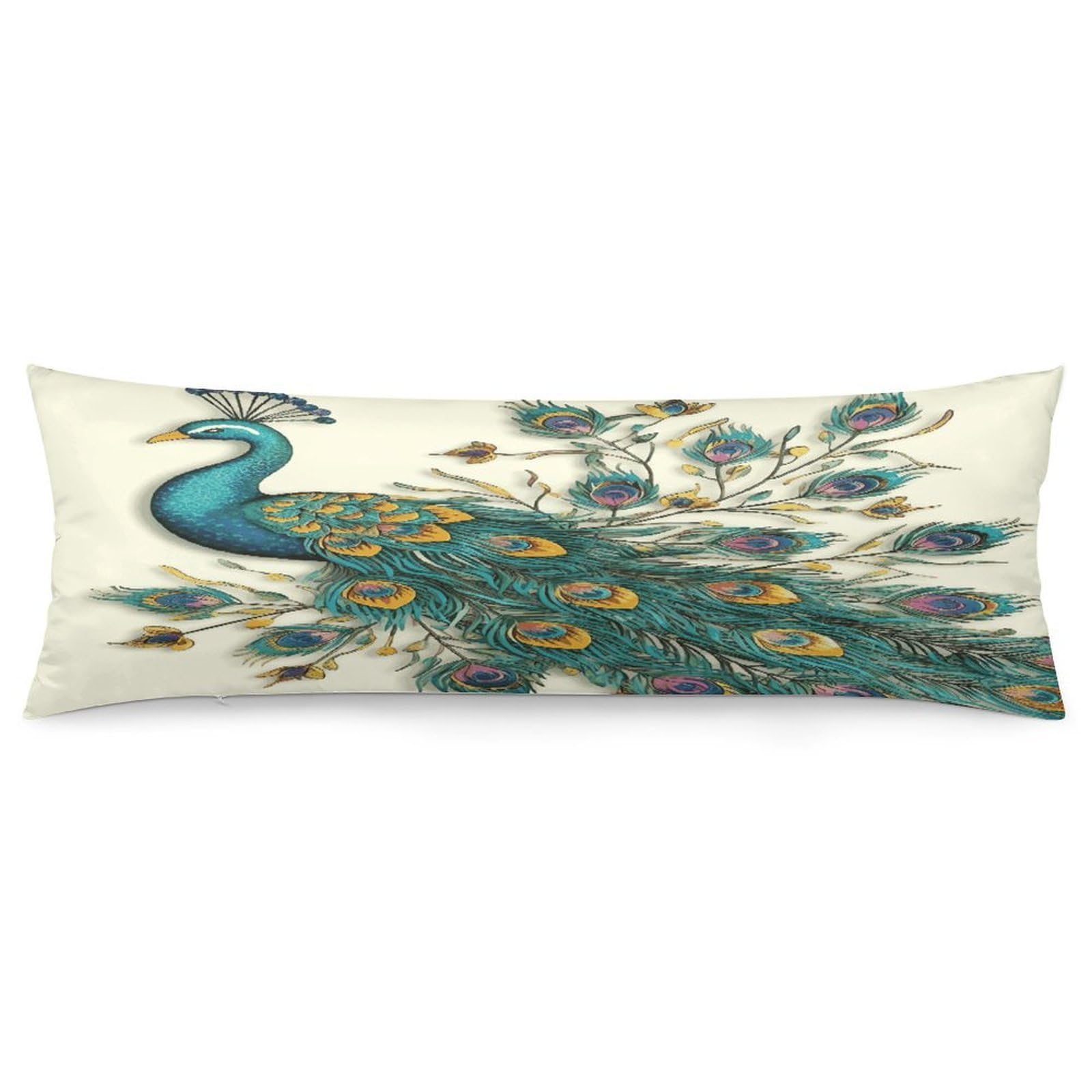 Peacock Pattern Throw Pillow Cover Soft Lumbar Pillow Covers with Zipper Breathable Rectangular Cushion Case Polyester Pillow Case Decorative Body Pillow Cover for Couch Bed